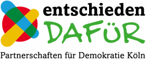 Logo: entschieden DAFÜR. Partnerschften für Demokratie Köln